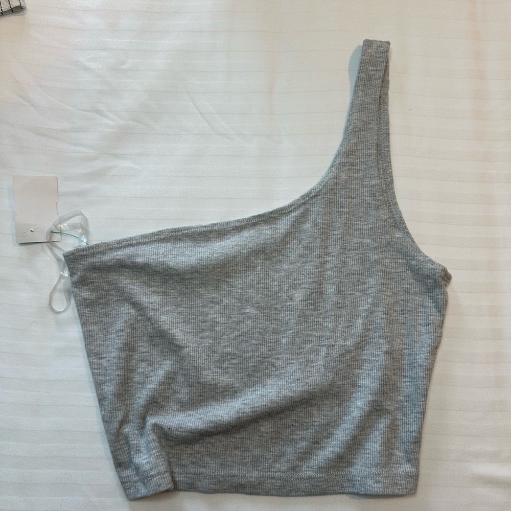 JONAH BROWN Gray One-Shoulder Women's Top